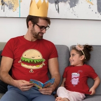 Fastfood Temalı Baba ve Kız Çocuk Tişört Kombini - 2