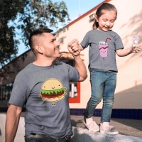 Fastfood Temalı Baba ve Kız Çocuk Tişört Kombini - 3