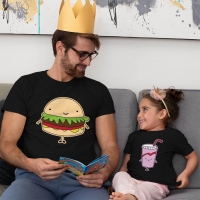Fastfood Temalı Baba ve Kız Çocuk Tişört Kombini - 4