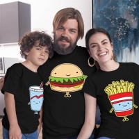 Fastfood Temalı Anne Baba ve Erkek Çocuk Tişört Kombini - 2