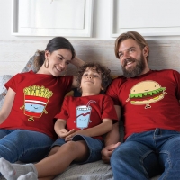 Fastfood Temalı Anne Baba ve Erkek Çocuk Tişört Kombini - 3