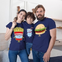 Fastfood Temalı Anne Baba ve Erkek Çocuk Tişört Kombini - 4