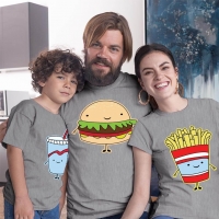 Fastfood Temalı Anne Baba ve Erkek Çocuk Tişört Kombini - 5