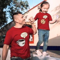 Kahve ve Kurabiye Baba Kız Çocuk Tişört Kombini - 2