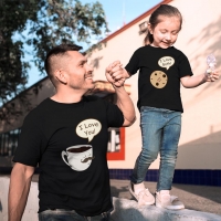 Kahve ve Kurabiye Baba Kız Çocuk Tişört Kombini - 4