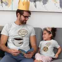 Kahve ve Kurabiye Baba Kız Çocuk Tişört Kombini - 5