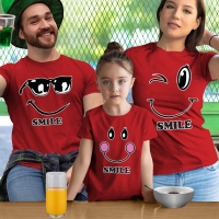 Mutlu Anne Baba Kız Çocuk Tişört Kombini - 3