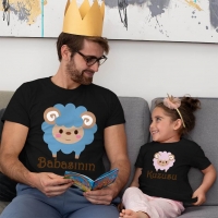 Babasının Kuzusu Baba Kız Çocuk Tişört Kombini - 4