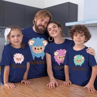 Kuzu Baskılı Aile Tişört Kombini