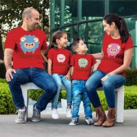 Kuzu Baskılı Aile Tişört Kombini - 3