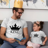 King ve Princess Baba Kız Çocuk Tişört Kombini - 3