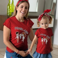 Mutlu Aile Anne Kız Çocuk Tişört Kombini - 3