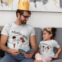 Mutlu Aile Baba Kız Çocuk Tişört Kombini - 2