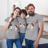 Mutlu Aile Anne Baba Erkek Çocuk Tişört Kombini - 5