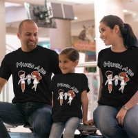 Mutlu Aile Anne Baba Kız Çocuk Tişört Kombini - 1