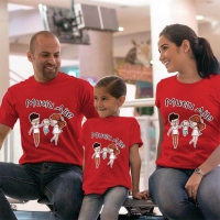 Mutlu Aile Anne Baba Kız Çocuk Tişört Kombini - 3