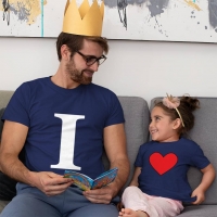 I Love U Baba Kız Çocuk Tişört Kombini - 3