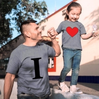 I Love U Baba Kız Çocuk Tişört Kombini - 5