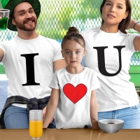 I Love U Anne Baba Kız Çocuk Tişört Kombini - 2