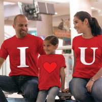 I Love U Anne Baba Kız Çocuk Tişört Kombini - 3