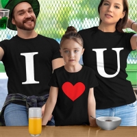 I Love U Anne Baba Kız Çocuk Tişört Kombini - 4