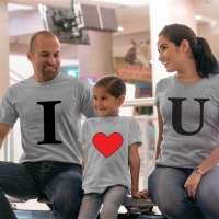 I Love U Anne Baba Kız Çocuk Tişört Kombini - 5