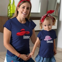 Şapka Temalı Anne Kız Çocuk Tişört Kombini - 4