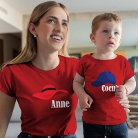Şapka Temalı Anne Erkek Çocuk Tişört Kombini - 3