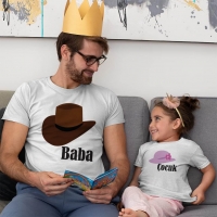Şapka Temalı Baba Kız Çocuk Tişört Kombini - 2