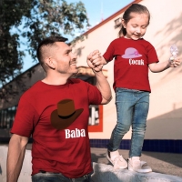 Şapka Temalı Baba Kız Çocuk Tişört Kombini - 3