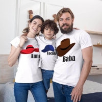 Şapka Temalı Anne Baba Erkek Çocuk Tişört Kombini - 2