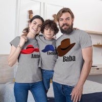 Şapka Temalı Anne Baba Erkek Çocuk Tişört Kombini - 5