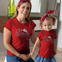 Mutlu Aile Temalı Anne Kız Çocuk Tişört Kombini - 3