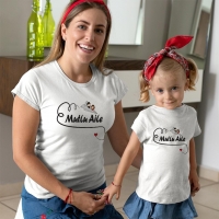 Mutlu Aile Temalı Anne Kız Çocuk Tişört Kombini - 5