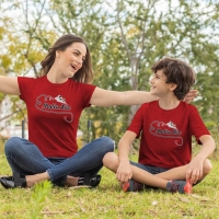 Mutlu Aile Temalı Anne Erkek Çocuk Tişört Kombini - 3