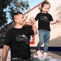 Mutlu Aile Temalı Baba Kız Çocuk Tişört Kombini - 2