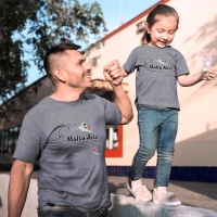 Mutlu Aile Temalı Baba Kız Çocuk Tişört Kombini - 4