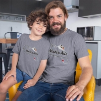 Mutlu Aile Temalı Baba Erkek Çocuk Tişört Kombini