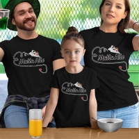 Mutlu Aile Temalı Anne Baba Kız Çocuk Tişört Kombini - 2