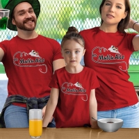 Mutlu Aile Temalı Anne Baba Kız Çocuk Tişört Kombini - 4