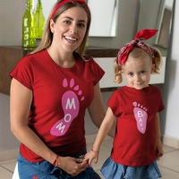 Ayak Baskılı Anne Kız Çocuk Tişört Kombini - 2
