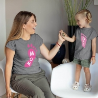 Ayak Baskılı Anne Kız Çocuk Tişört Kombini - 3