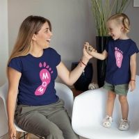 Ayak Baskılı Anne Kız Çocuk Tişört Kombini - 5