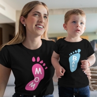 Ayak Baskılı Anne Erkek Çocuk Tişört Kombini - 2