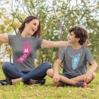 Ayak Baskılı Anne Erkek Çocuk Tişört Kombini - 3