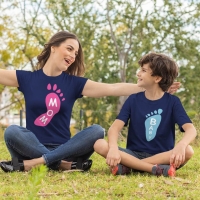 Ayak Baskılı Anne Erkek Çocuk Tişört Kombini - 5