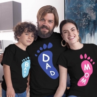 Ayak Baskılı Anne Baba Erkek Çocuk Tişört Kombini - 2