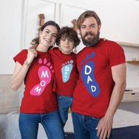 Ayak Baskılı Anne Baba Erkek Çocuk Tişört Kombini - 3