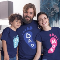 Ayak Baskılı Anne Baba Erkek Çocuk Tişört Kombini - 4
