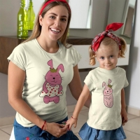 Tavşan Anne Kız Çocuk Tişört Kombini - 2